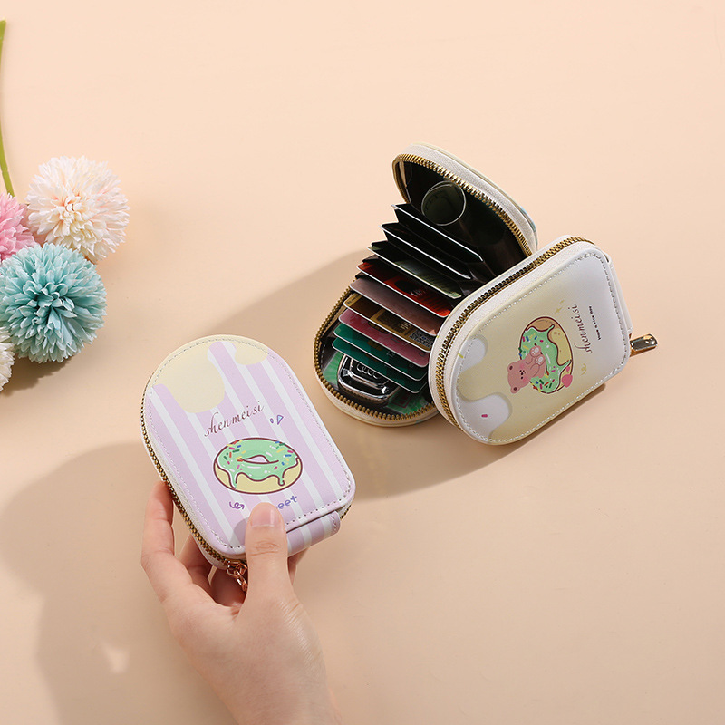 Cross-border cartoon donut lady organ card bag, cute and sweet, multi-slot ID card, loose change storage bag details Picture