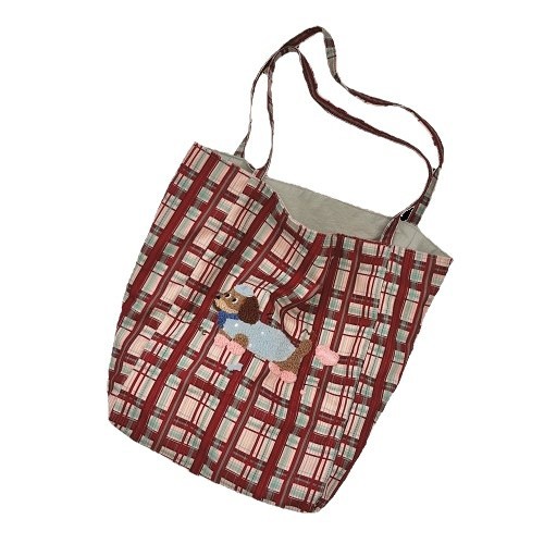 41061 Korean style InS-style retro checkered tote bag 2024 Canvas bag large capacity student class shoulder bag Item Picture