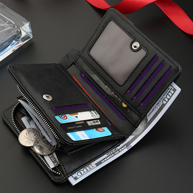 New men's wallet, retro and simple, multi-slot wallet, short style wholesale, fashionable for young people in foreign trade, large capacity wallet Specification drawing