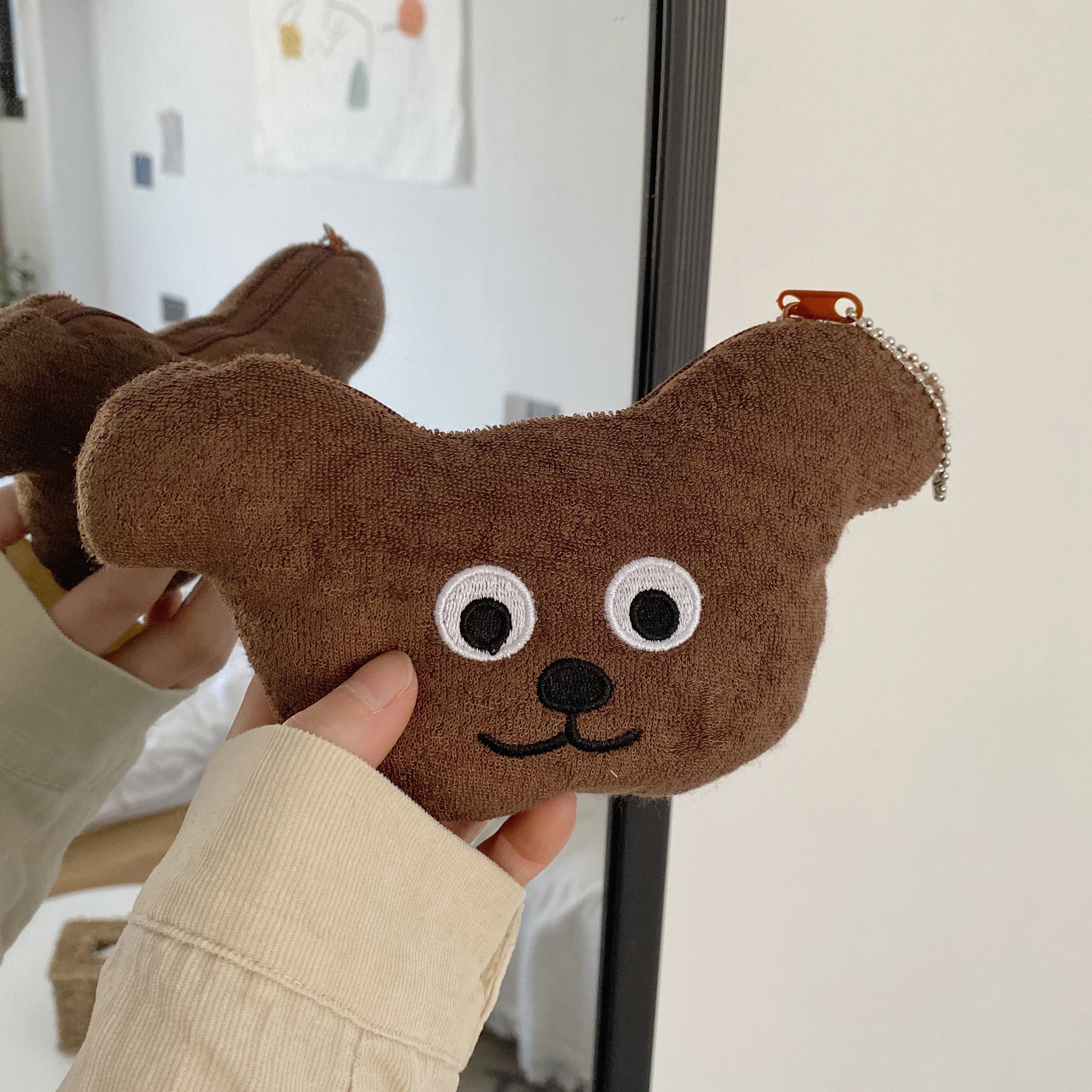 Homemade Korean ins cute cookie bear coin purse, bear head plush card bag, pendant bag, decorative student gift details Picture