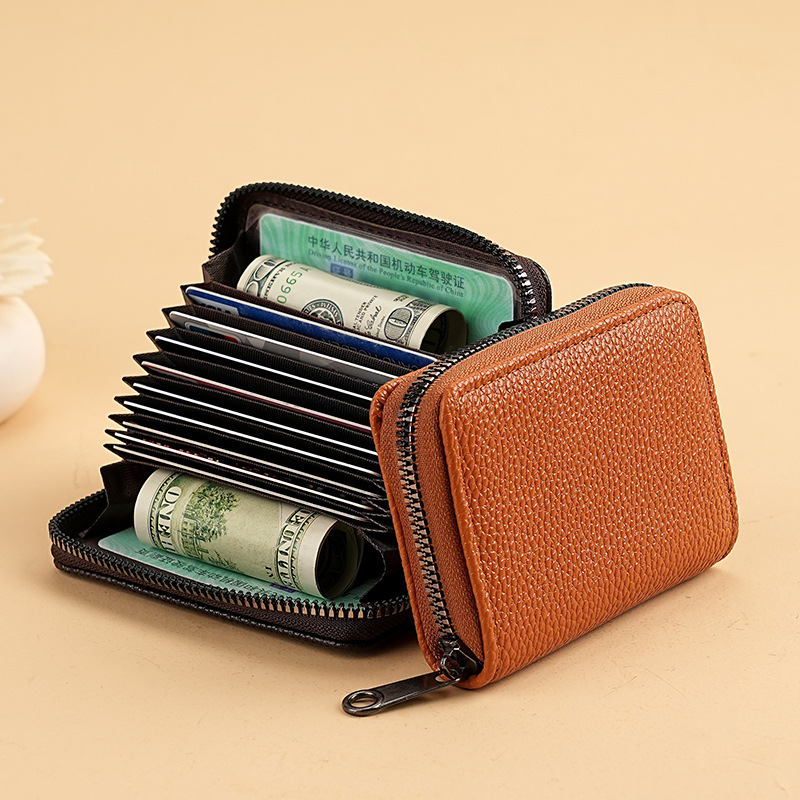 Women's multi-slot card holder, large-capacity ID card bag, multi-slot card case, men's short organ bag, card holder details Picture