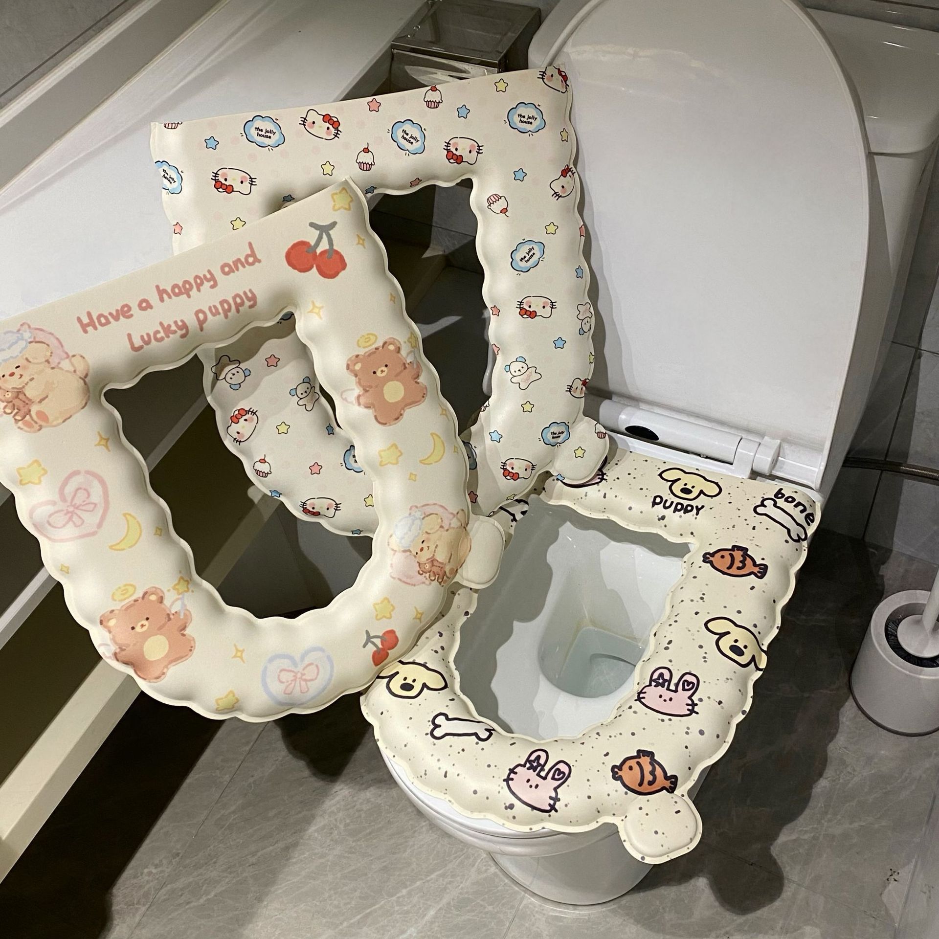 Original lace toilet seat cushion, suitable for all seasons, cute cartoon, high appearance level, waterproof adhesive summer toilet seat cushion details Picture