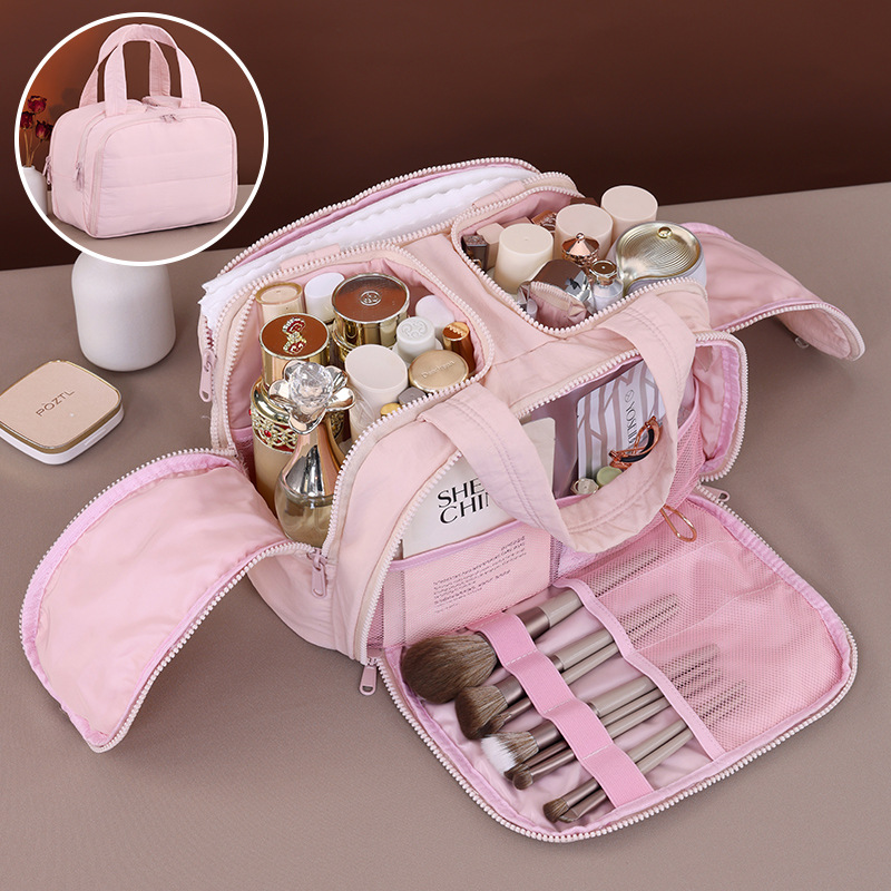 A large-capacity multi-functional makeup bag with a stretchable handle, a cosmetic storage bag for beauty bloggers and makeup artists with high appearance standards details Picture