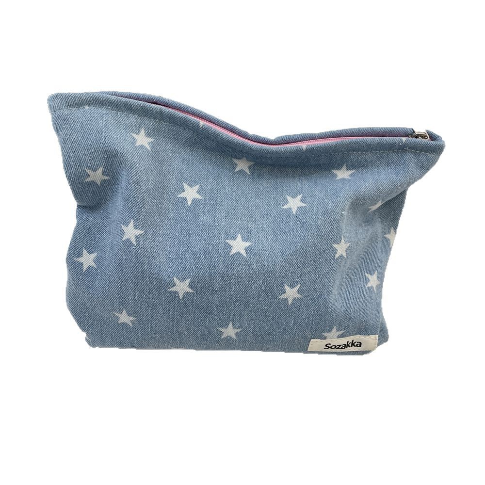 410125 Korean ins denim storage zipper bag for mobile phone, eyeshadow, lipstick, cosmetics storage, makeup and travel bag Item Picture