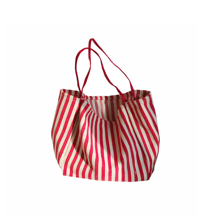 T01 Large-capacity Korean classic retro striped single-shoulder bag, chic and simple canvas bag wholesale, trendy street style cloth bag Specification drawing