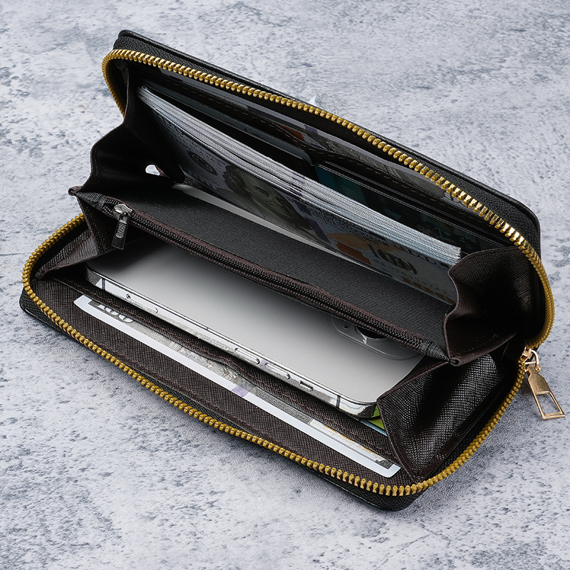 The 2025 new men's wallet is a long, multi-slot bestseller, fashionable single-zipper coin purse, mobile phone case, card case and wallet details Picture