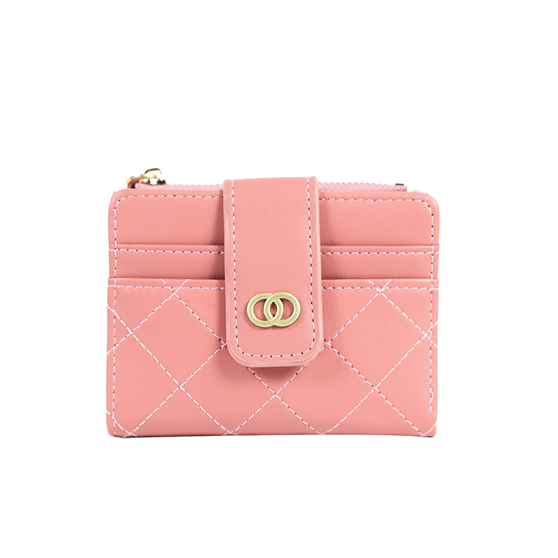 2022 New style vertical buckle women's Korean-style multi-slot short coin purse, card bag, small wallet, zipper Item Picture