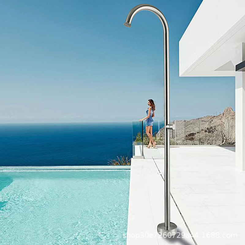 Outdoor stainless steel shower column, swimming pool, villa garden, bath area, beach bathing, shower head set, faucet details Picture