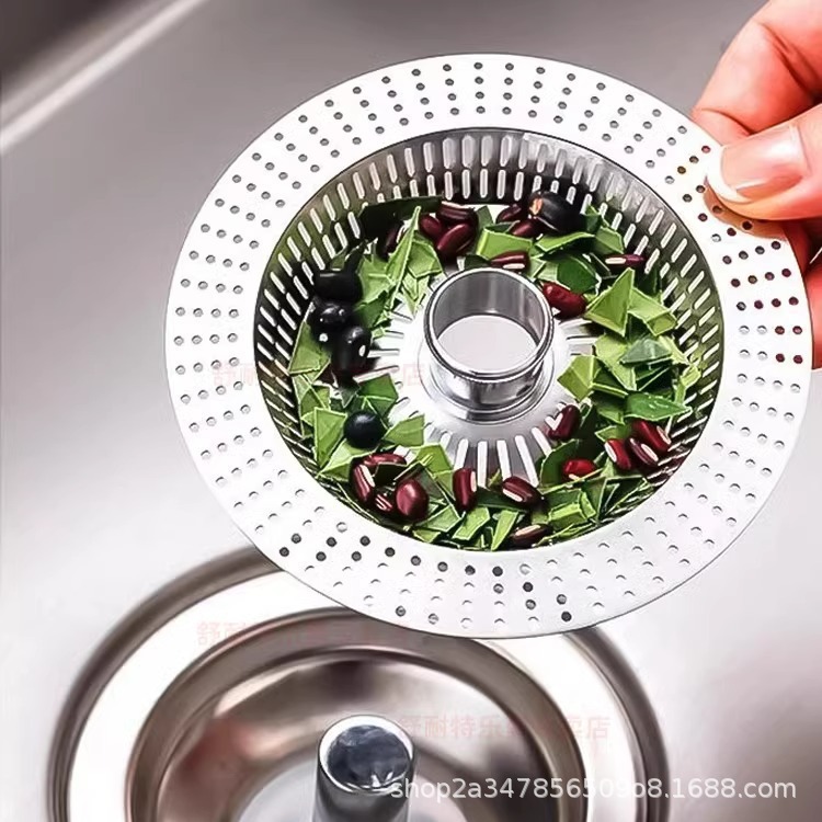 Old-fashioned sink filter screen, kitchen stainless steel bouncing core, hand washing basin, sink, bowl, sink, vegetable washing basin leakage plug accessories Specification drawing
