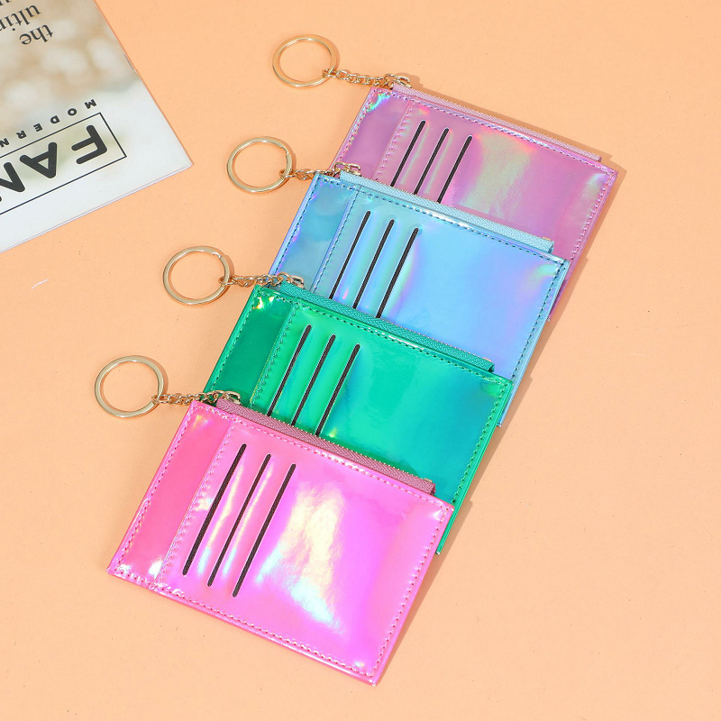 Factory supplies new Korean-style women's card case, card holder, laser sequined multi-slot coin purse, gift customization LOGO details Picture