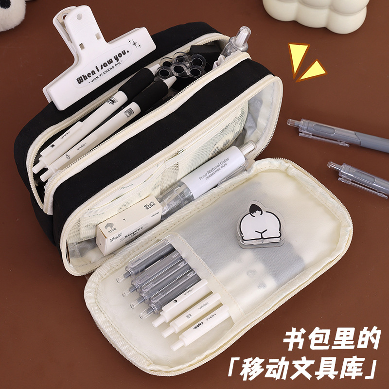 Back-to-school season children's pencil case, high appearance level, large capacity, niche, non-identical style, primary school pencil case, cartoon stationery bag Specification drawing