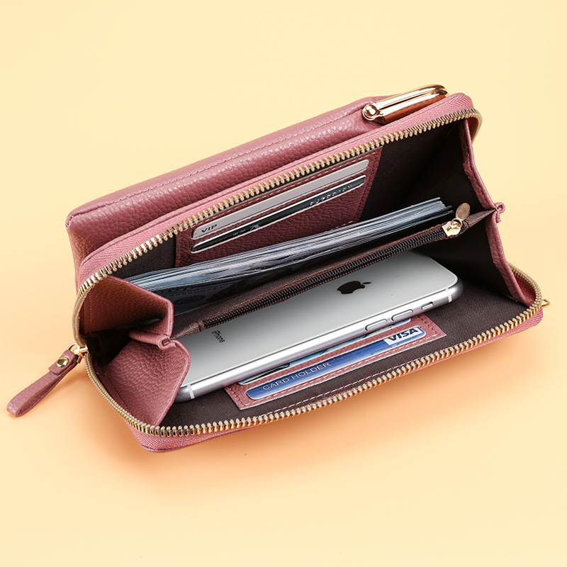 2022 Factory direct sales New women's mobile phone bag, Korean style, lychee pattern solid color crossbody single-shoulder small bag wallet Application Scenario