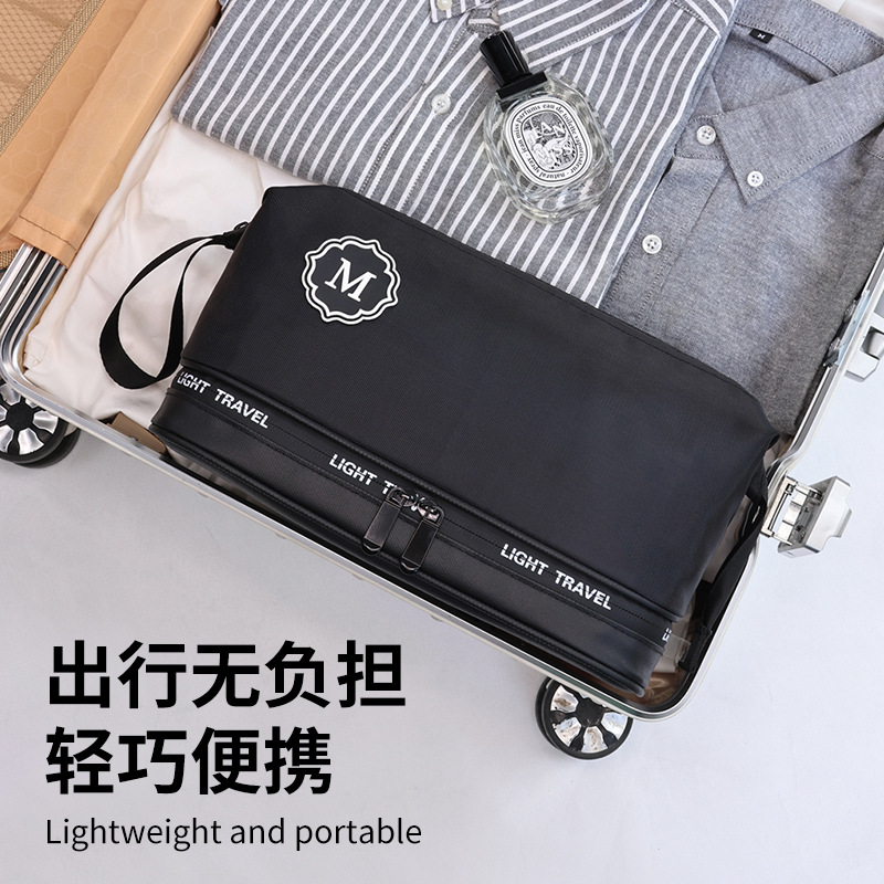 The new "Zhentu M" double-layer dry-wet separation toiletry bag is a high-end waterproof travel storage portable men's makeup bag Application Scenario