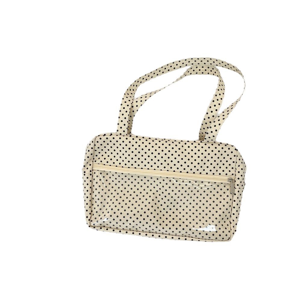 54111 Japanese-style pain bag, single-shoulder trendy class bag, universal canvas bag, double-layer transparent tote bag for women Item Picture