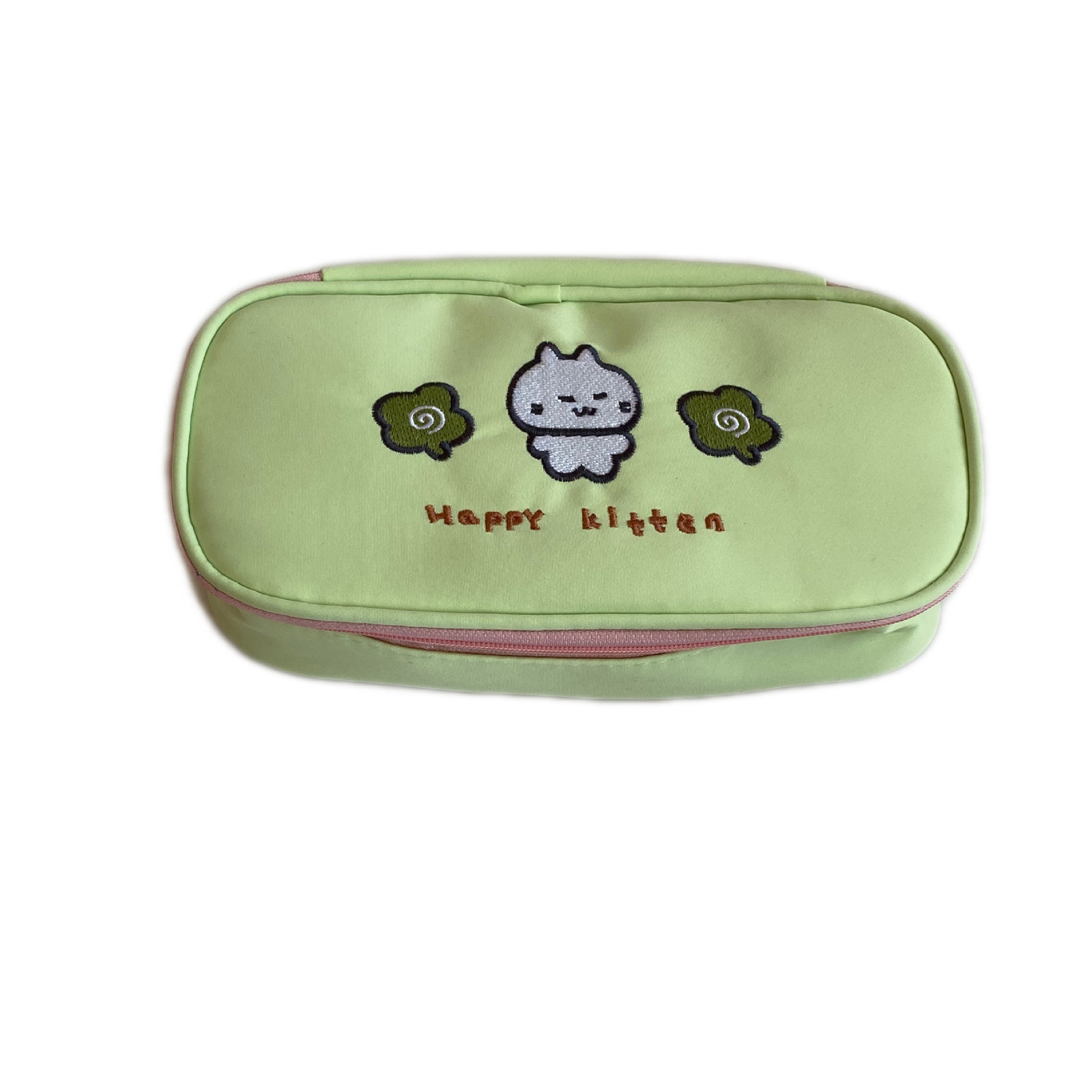 Macaron-colored four-leaf clover Gie pencil case, high appearance level, large capacity stationery bag for children and students, storage bag, pencil case Item Picture
