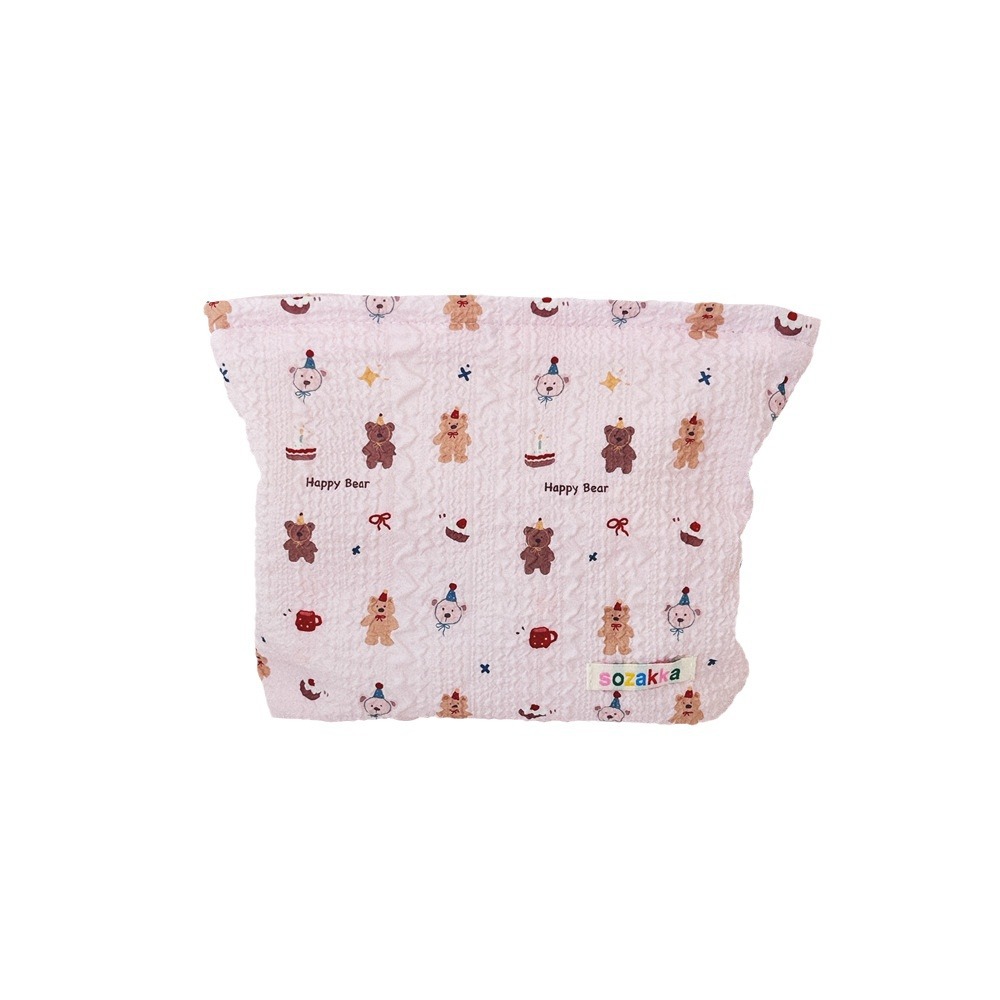 4862 Cute Little Bear Floral Makeup Bag for Women 2024 New Portable large-capacity storage bag for outings Item Picture