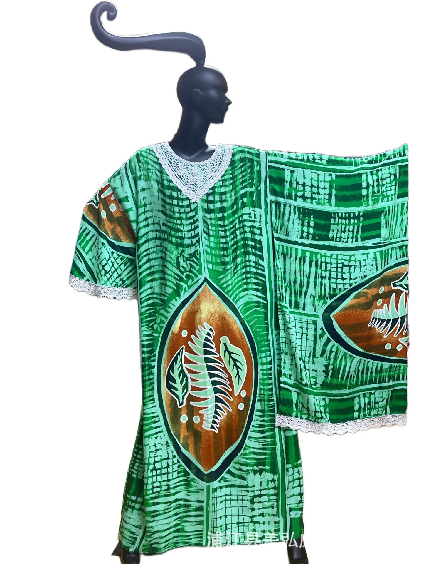 Islamic printed cotton African and European Muslim robe, women's abaya ethnic costume, Abaya robe, women's style, hooded Muslim Specification image