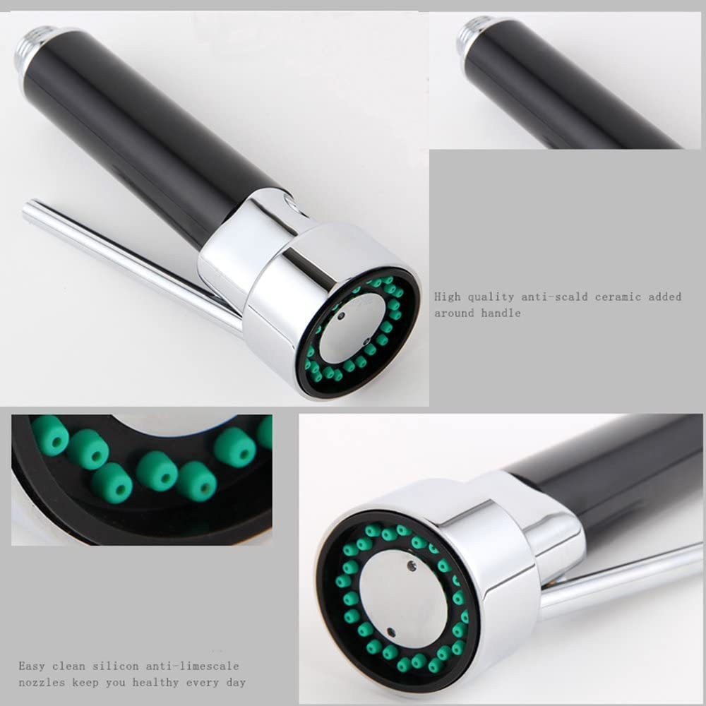Open flat pull-out faucet, kitchen spring faucet, sink, household telescopic head, electroplated replacement head, shower head Specification drawing