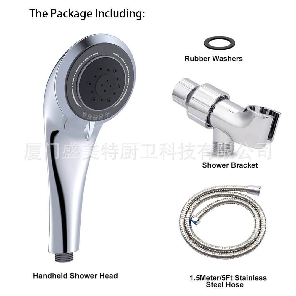 Japanese Amazon micro-bubble Douyin spray booster 5-speed water heater shower head set, American handheld shower Specification drawing
