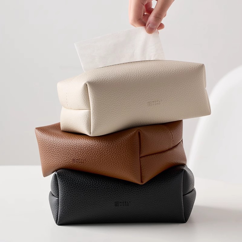 Square leather tissue box, high-end light luxury tissue box, home living room tissue box, car tissue box, waterproof storage box Specification drawing