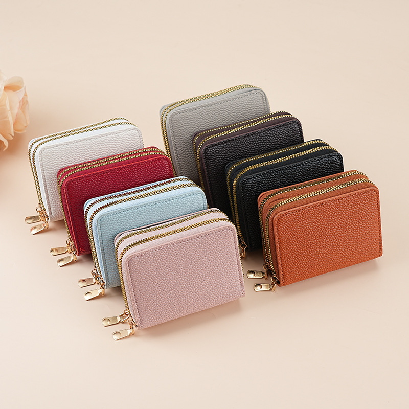 In 2025, the multi-functional card case factory wholesals new organ card cases, double-zipper women's wallets, and large-capacity card holders Specification drawing