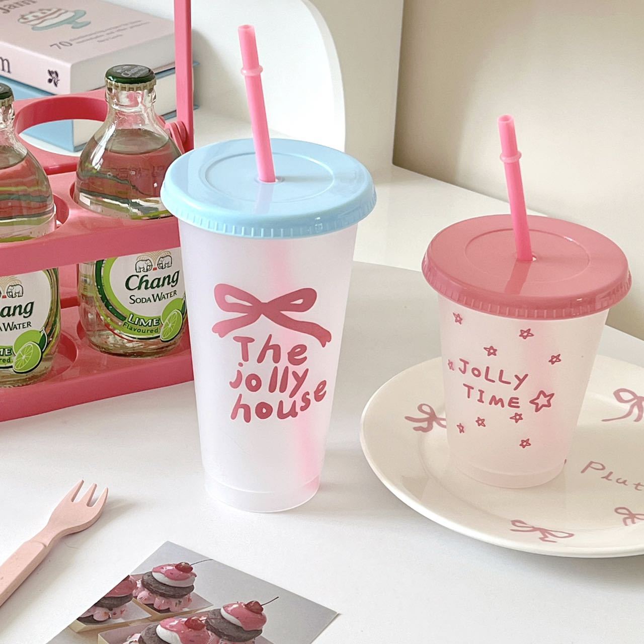 Summer bestsellers ~ins high appearance level, large capacity, cute, portable coffee cup, recyclable plastic straw cup Specification drawing