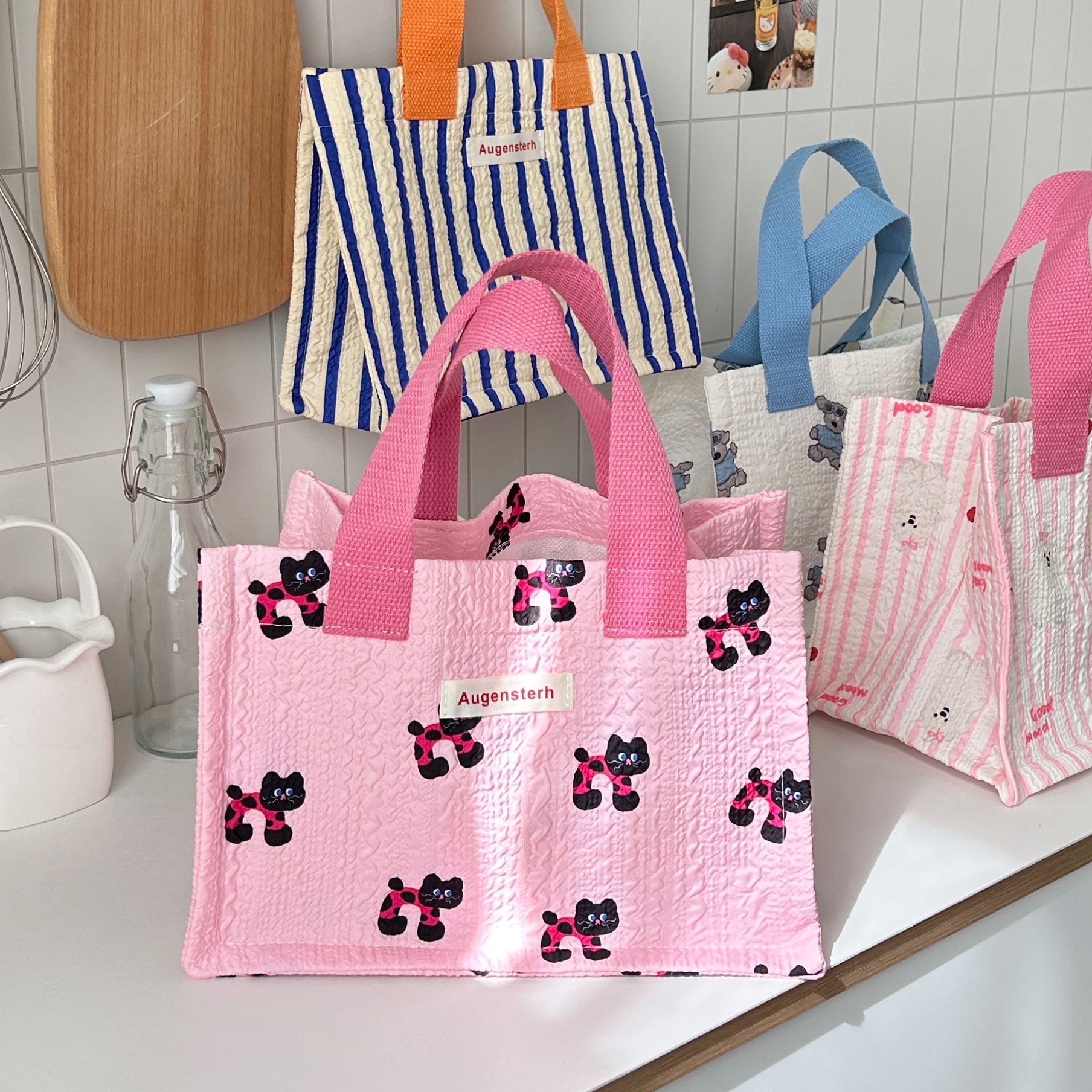 Cute bento bag for office workers, high appearance level portable lunch box bag, large capacity multi-functional handbag bento bag Item Picture