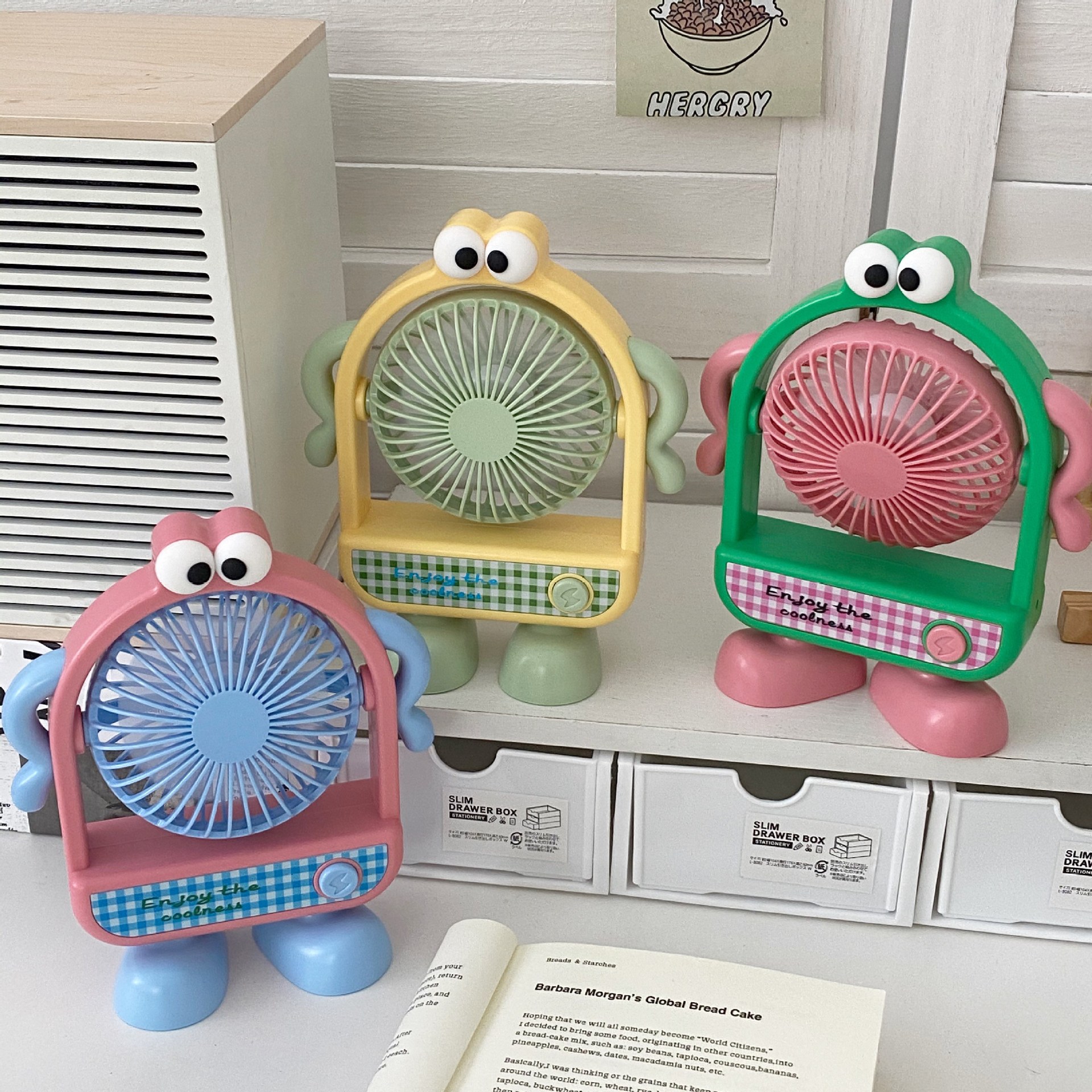 Summer Dopamine Monster Fan desk Children's silent desktop small office desk cooling Mini fan details Picture