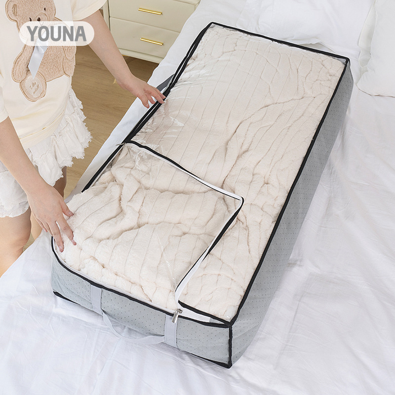 Cross-border full-window non-woven fabric bed bottom storage bags, large-capacity wardrobe, cotton quilts, clothing storage, moisture-proof wholesale details Picture