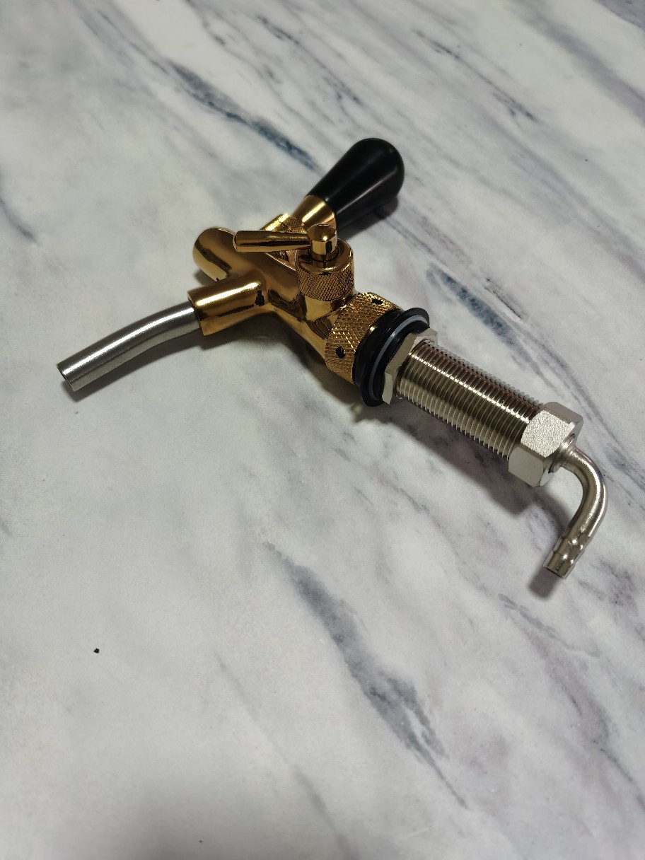 Brass extended through-wall golden PVD adjustable faucet beer faucet draft beer machine equipment details Picture