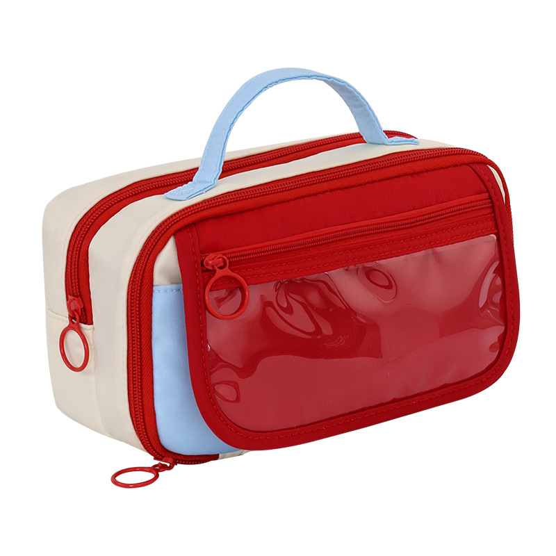 New cross-border retro hand-held large-capacity pencil case, high appearance level for girls, InS-style stationery box, primary school student stationery box Item Picture