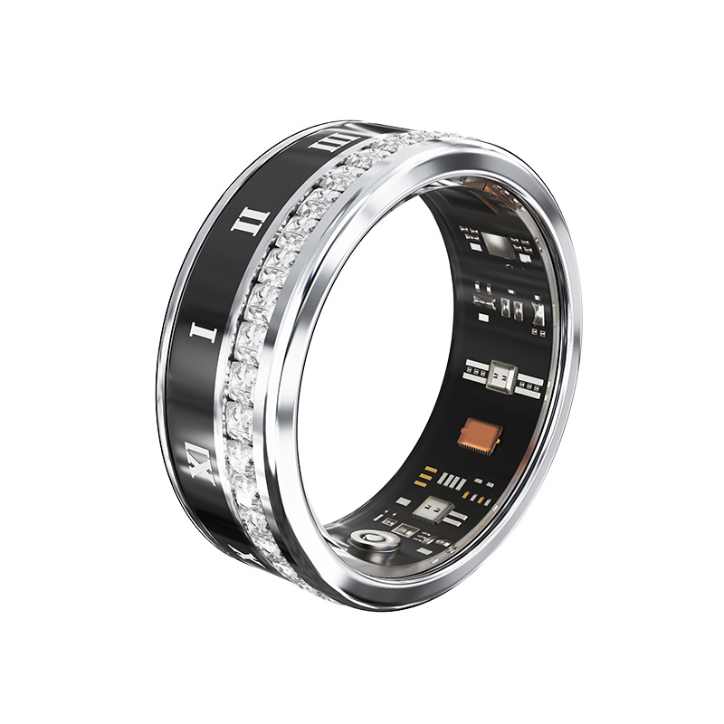 Cross-border new V2 diamond-encrusted smart ring, Bluetooth waterproof, step counting, sleep, heart rate, blood oxygen, multi-functional sports finger Specification drawing
