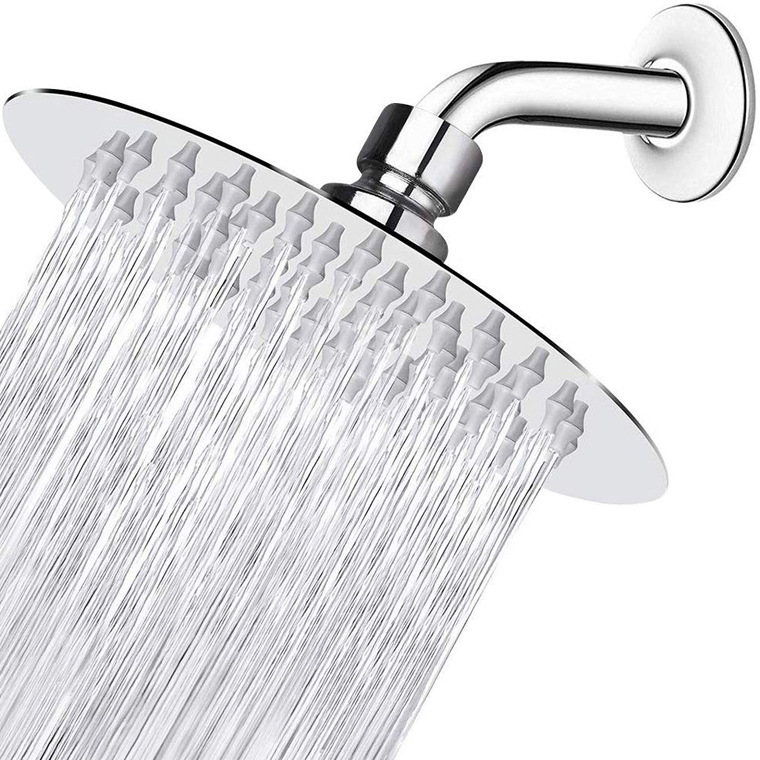 Amazon 6-inch and 8-inch stainless steel circular thin pressure-increasing water-saving mirror top shower heads for export Item Picture