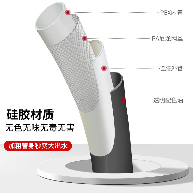 Silicone shower hose, explosion-proof shower pipe, nozzle, universal connection pipe, water heater water pipe, bathroom heater outlet pipe accessories Specification drawing