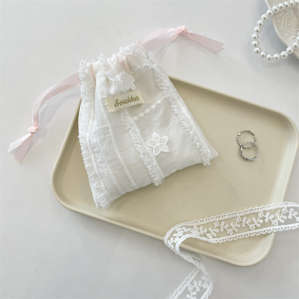 54243 Lace lace drawstring drawstring storage bag, small cloth bag for miscellaneous items, lipstick coin purse, earphone organizing bag Specification drawing