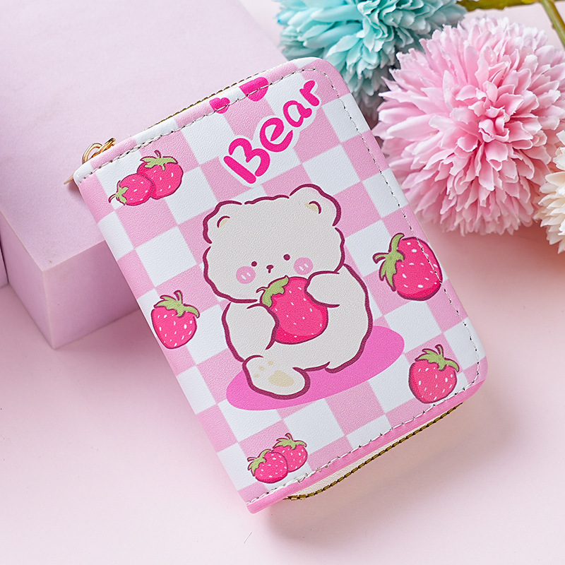 Cross-border zipper card case for women with multiple slots, anti-demagnetization 2025 new cute cartoon bank card, credit card and coin purse full figure