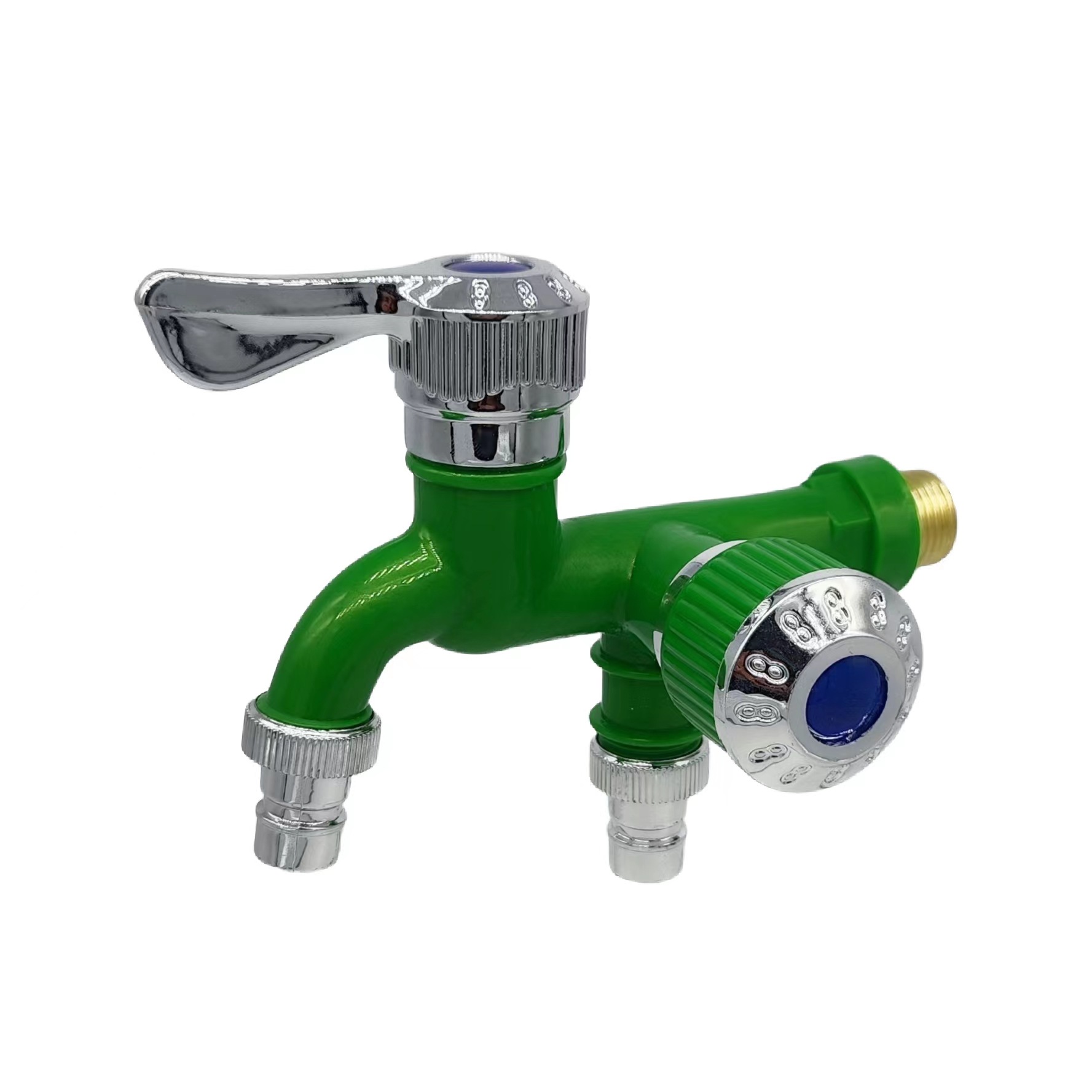 Wholesale washing machine faucet with one in and two out, plastic mop sink, balcony and bathroom multi-functional double-spout faucet Specification drawing