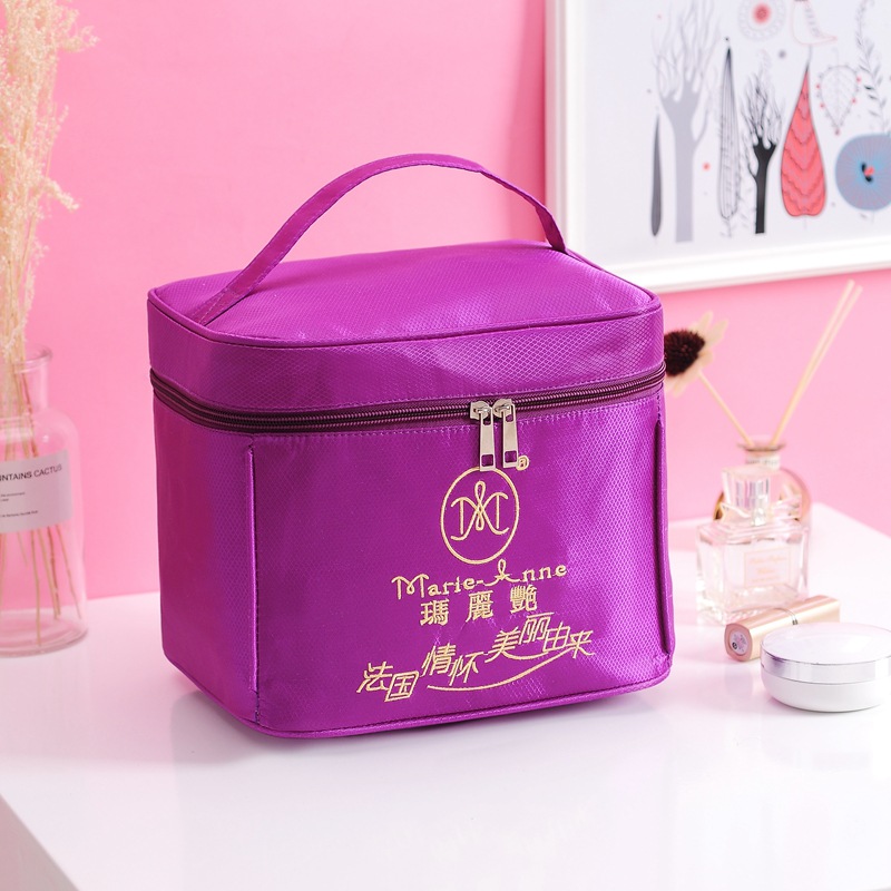 Korean-style simple and elegant purple large-capacity waterproof portable foldable cosmetic organization and daily chemical products storage bag full figure