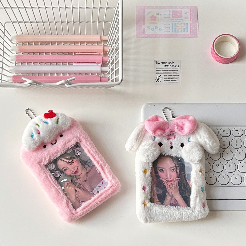 Cute plush card case, ins campus card, meal card, fan album, small card, photo storage pendant, ID card protective case Item Picture