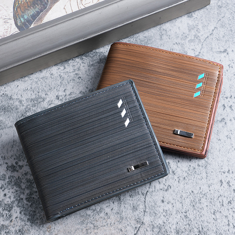 Cross-border supply short wallet, men's European and American youth multi-position wallet, men's horizontal style trendy ticket wallet full figure