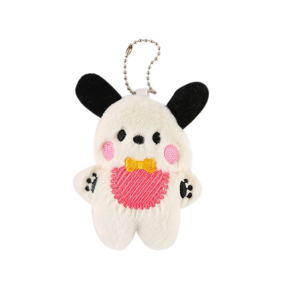 Cartoon plush bibs, dog pendants, girlish schoolbags, bag pendants, long-haired creative dolls, plush little figurines Item Picture