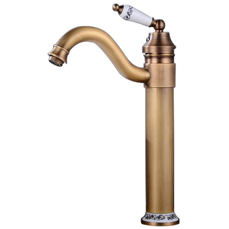 European-style antique copper washbasin faucet, hot and cold water outlet basin faucet, bathroom bathroom washbasin faucet Item Picture