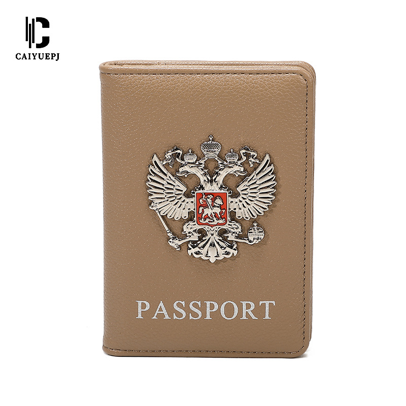 New cross-border double-headed Eagle metal badge passport holder, foreign trade passport case, multi-functional air ticket card holder case Item Picture