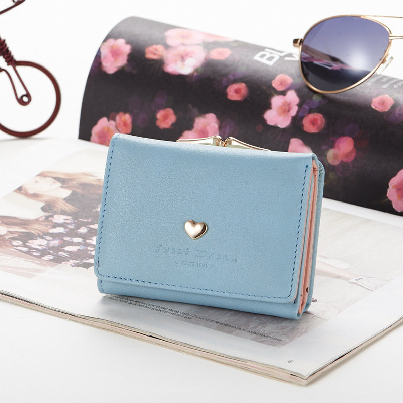 Factory direct sales 2021 New style women's wallet with Korean buckle, large capacity soft surface hand-held women's loose change card case details Picture