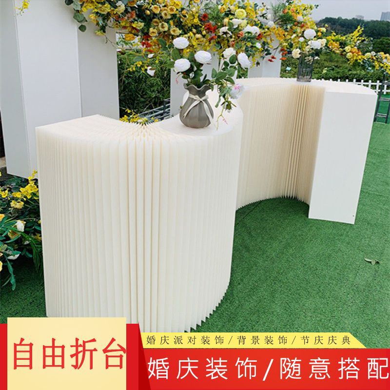 Folding table, party stretching stand, folding diy stall, paper organ, furniture exhibition, shelf, central island, exhibition layout Application Scenario