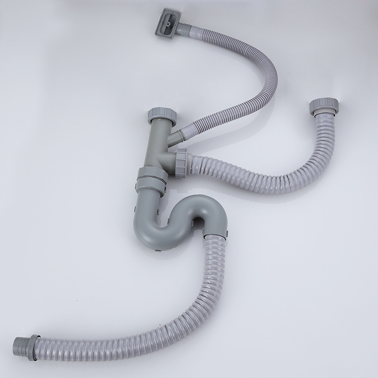 Kitchen sink, double-slot drain, sink, drain pipe, S-bend plastic joint drain Application Scenario