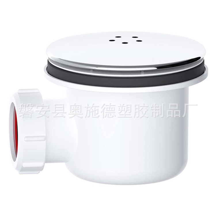 Plastic floor drain, bottom basin drain, anti-odor floor drain for shower room, ABS direct discharge, side discharge, 90 base drain Specification drawing