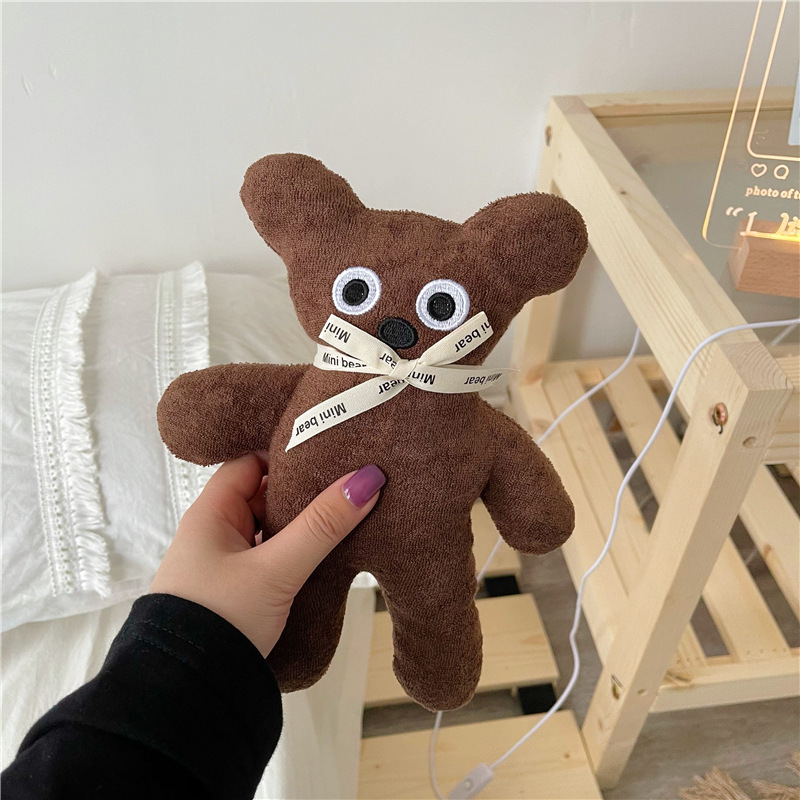 Korean Instagram niche design cute cookie bear doll soft and soothing bow tie bear soothing doll gift details Picture