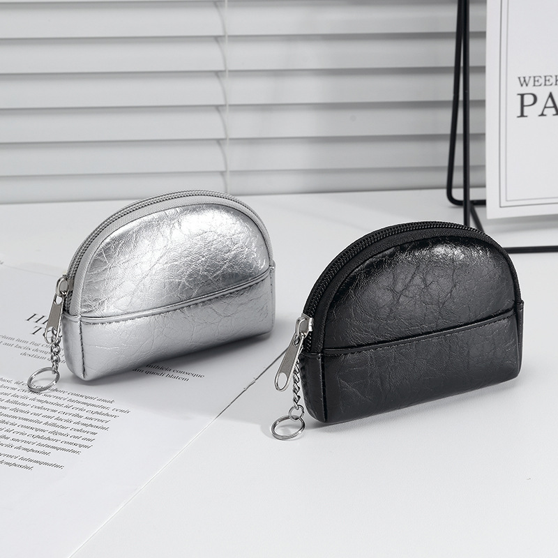New Ailun large-capacity zipper wallet women's fashionable clutch, oil wax leather shell miscellaneous and loose change storage bag details Picture