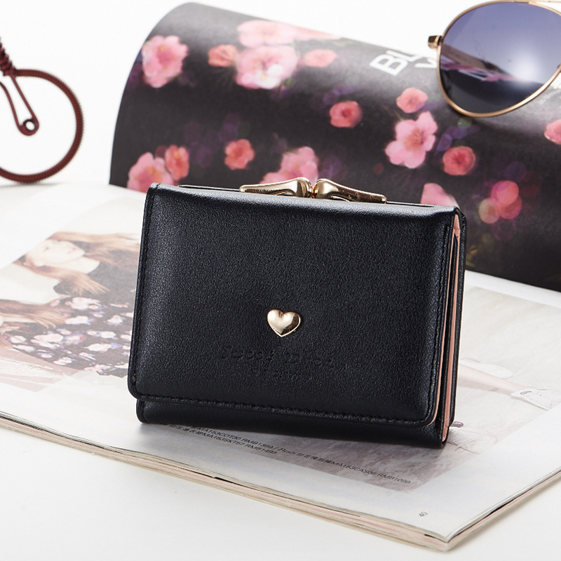 Factory direct sales 2021 New style women's wallet with Korean buckle, large capacity soft surface hand-held women's loose change card case Specification drawing